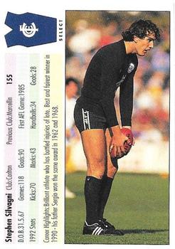 1993 Select AFL #155 Stephen Silvagni Back